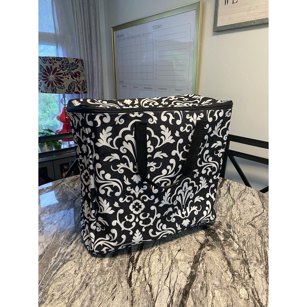 Insulated Trunk Organizer/Wet Pack Carrier Black /White Damask By thirty-one